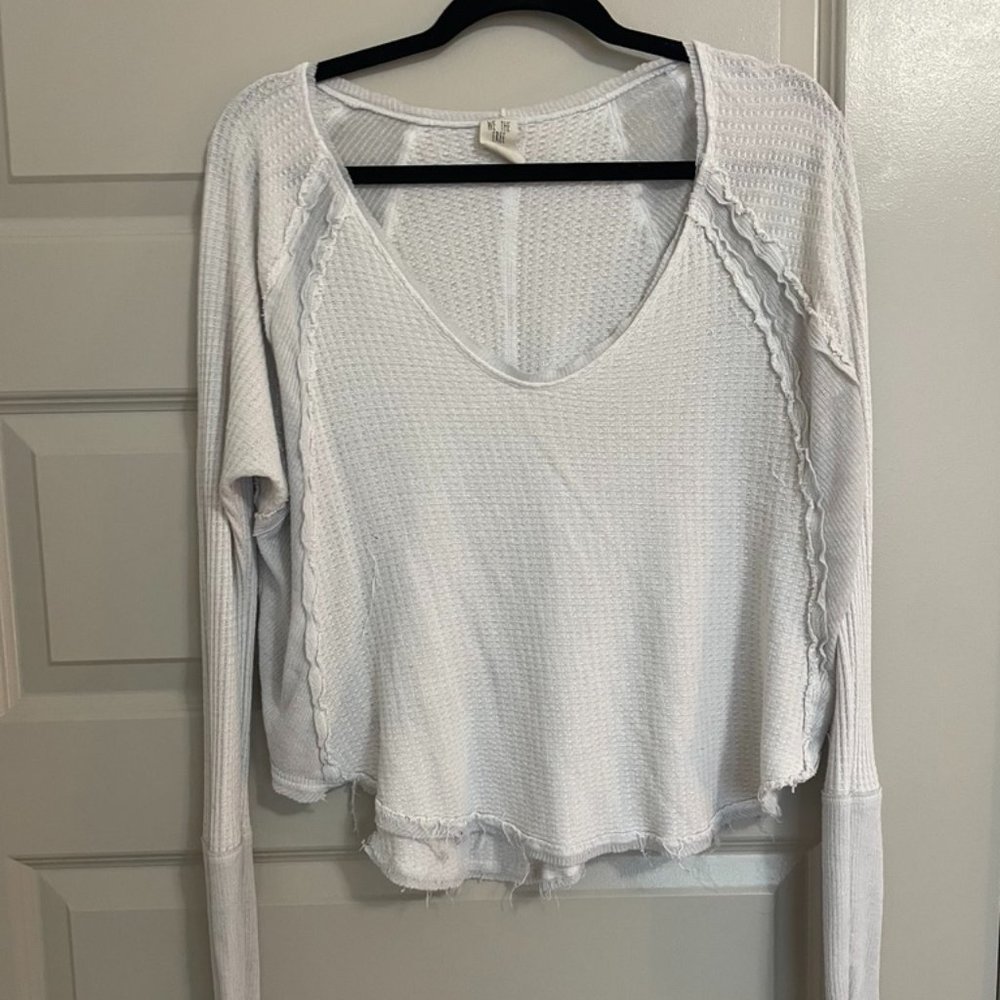 FREE PEOPLE | White ribbed long sleeve | Medium